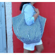LUA csíkos kék óriás nagy textil táska patent zárral ha pakolni szertnél a strandra