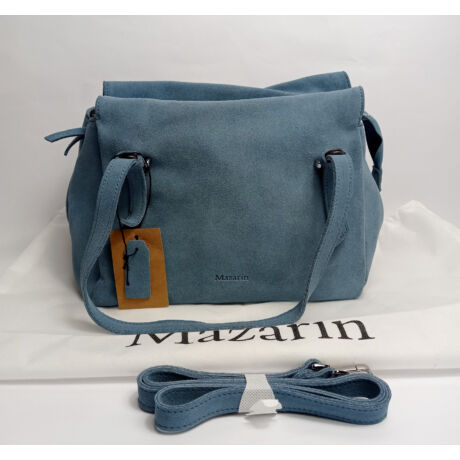 Mazarin bőr táska gyönyörű kék színben selyem béléssel